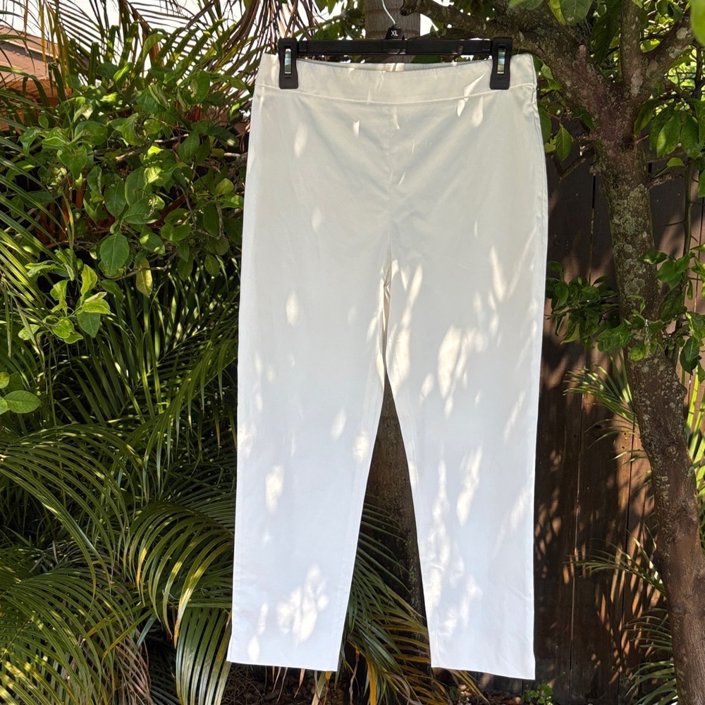 MOSCHINO COUTURE! Luxury Designer White Cotton Cropped Ankle Pants size 6